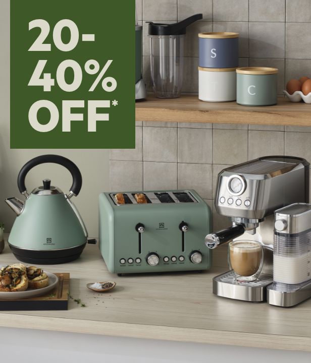 20% To 40% Off* Kettles, Toasters & Coffee Machines